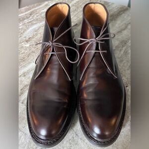 HESCHUNG Genet Glace Hevea Moro Chukka Desert Boots Burgundy Maroon Leather 12